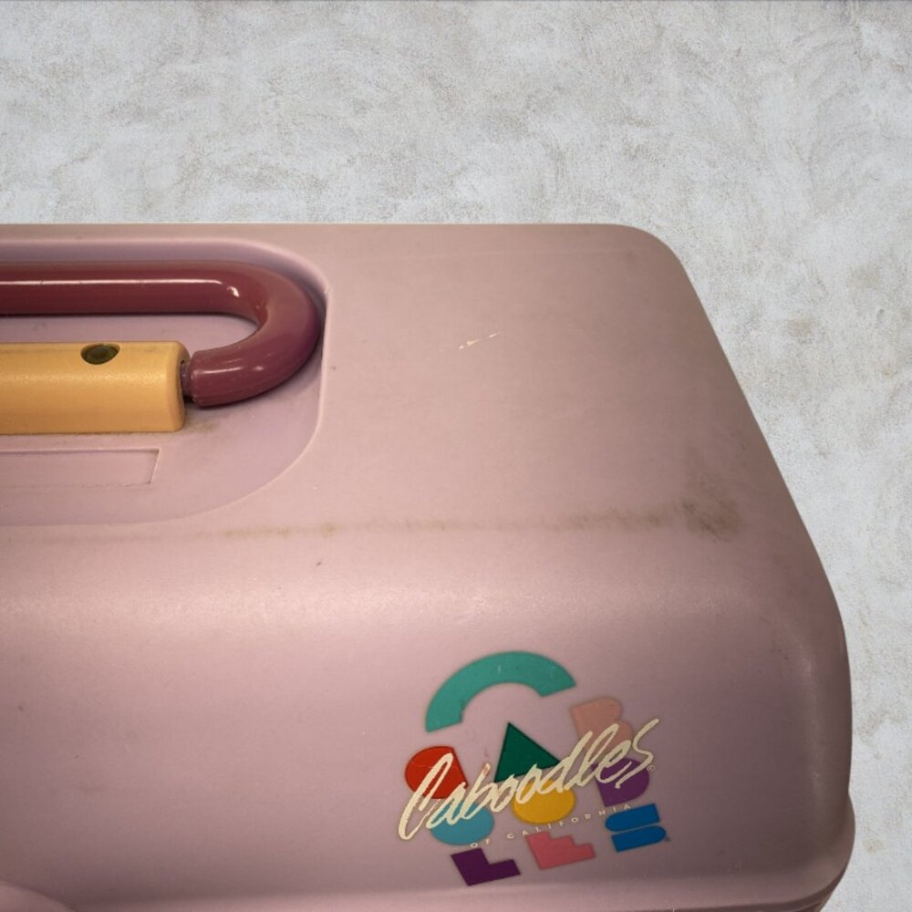 VINTAGE CABOODLE CASE -- 1980's Make Up Case, Purple/Pink, Original Owner - Picture 6 of 16
